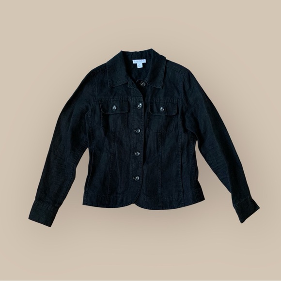 Charter Club Black 100% linen Jacket with Classic Design - Picture 1 of 7